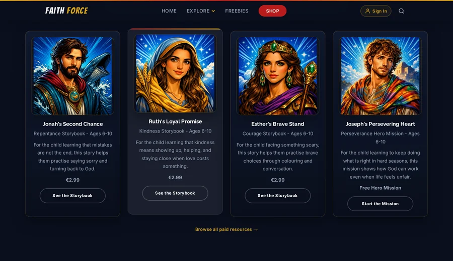 Faith Force website screenshot